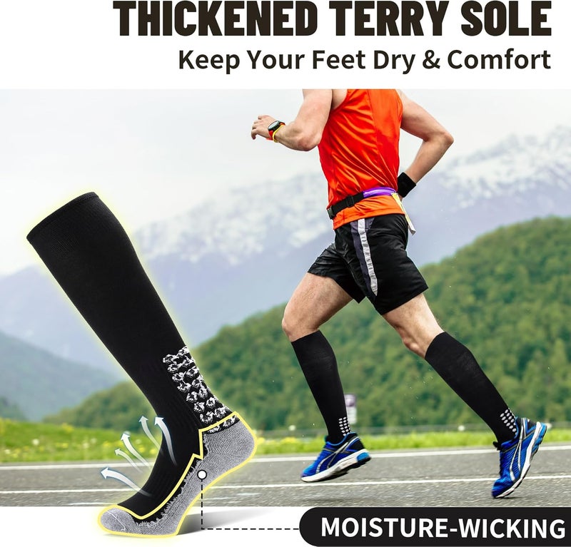 Regilt 3 Pairs Grip Soccer Socks Men Cushioned Non Slip Football Basketball Sports Socks Knee High Long Socks - Image 5